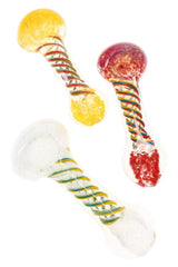 Silver Fumed Rasta Frit Glass Spoon Pipe “Rasta Ribbon” – 4½″ – Assorted Colors