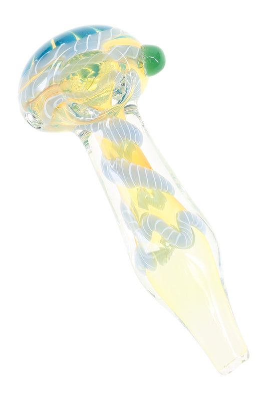 Color-Changing Striped Glass Hand Pipe “Chroma Coil” – Assorted Colors - Discreet Smoker