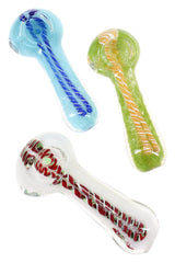Small Striped Frit Glass Hand Pipe “Frit Flicker” – Assorted Colors - Discreet Smoker