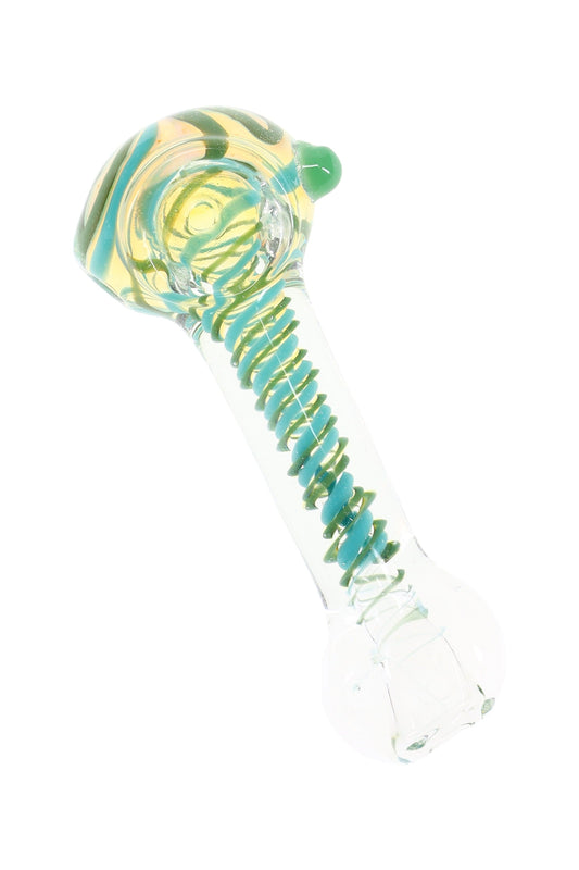 Color-Changing Spiral Stripe Spoon Pipe “Mint Twist” – 3½″ – Assorted Colors - Discreet Smoker