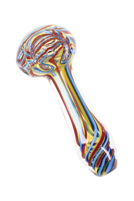 Color-Changing Swirl Stripe Spoon Pipe “Kaleido Pop” – Assorted Colors - Discreet Smoker
