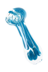 Clear Squiggle Stripe Spoon Pipe “Candy Drip” – 3½″ – Assorted Colors - Discreet Smoker
