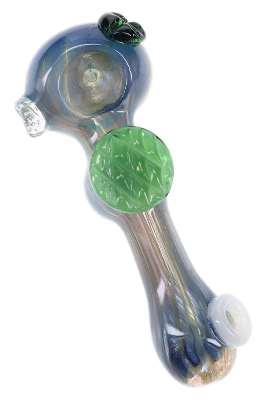 Silver Fumed Glass Spoon Pipe “Leaf Charm” – 5″ – Assorted - Discreet Smoker