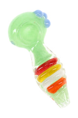 Frit Striped Ridge Glass Hand Pipe “Candy Ridges” – 4″ – Assorted Colors - Discreet Smoker