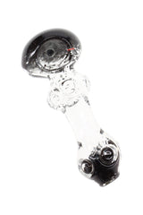 Frit Indented Clear Glass Hand Pipe “Bubble Grip” – 3½″ – Assorted Colors - Discreet Smoker