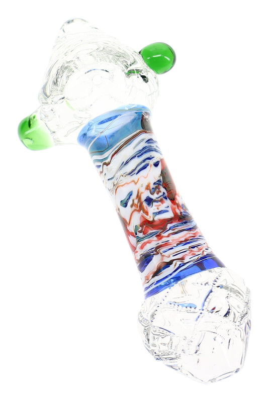 Painted Color Clear Glass Spoon Pipe “Gallery Grip” – 5″ – Assorted Colors - Discreet Smoker