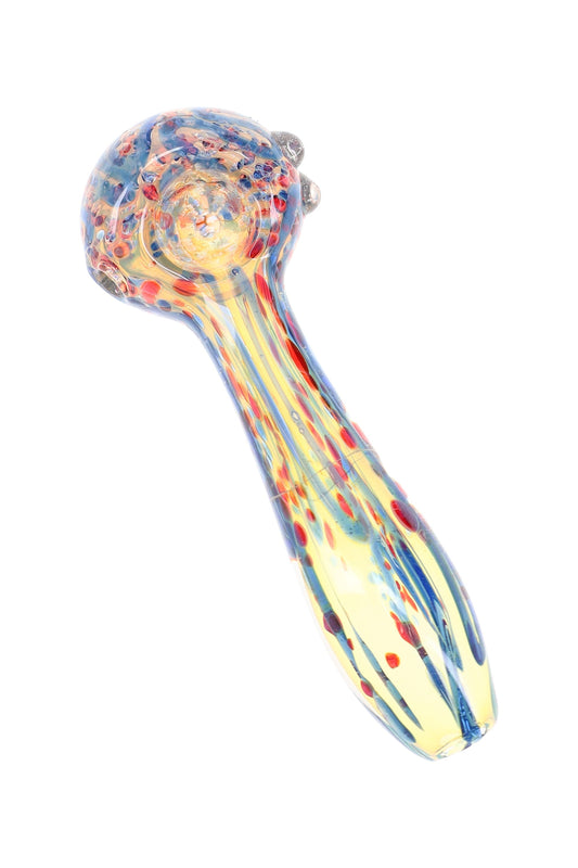 Color-Changing Fumed Frit Spoon Pipe “Comet Trail” – 4½″ – Assorted Colors - Discreet Smoker