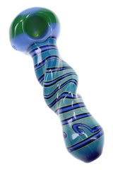 Silver-Fumed Neon Twisted Glass Spoon Pipe “Wave Rider” – 5½″ – Assorted Colors