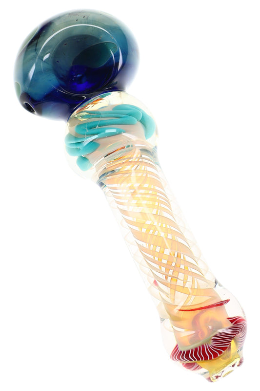 Silver Fumed Spiral Glass Spoon Pipe “Swirl Pop” – 5″ – Assorted - Discreet Smoker