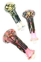 Fumed Color-Changing Squiggle Dot Glass Pipe “Ink Drip” – 4½″ – Assorted