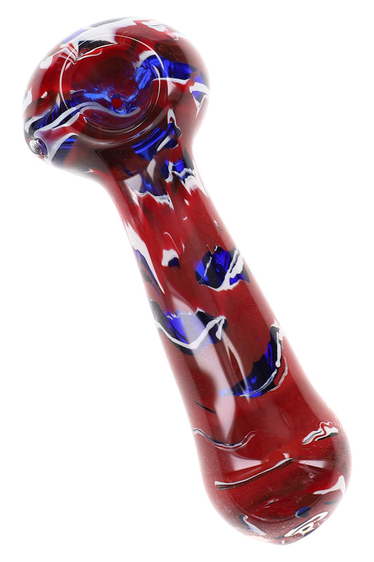 Multicolor Reverse Glass Spoon Pipe “Chaos Candy” – 4½″ – Assorted - Discreet Smoker