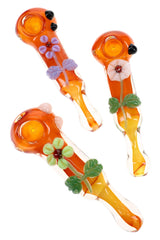 Color-Changing Gold Fumed Flower Glass Spoon Pipe “Petal Glow” – 5½″ – Assorted