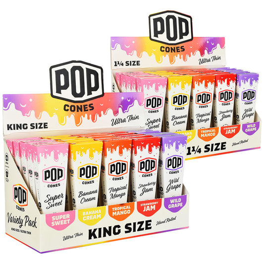 POP Cones Ultra Thin | Assorted Flavors | 25pc Display - Discreet Smoker