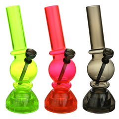 Angled Mini Acrylic Water Pipe w/ Built in Grinder Base - 6.5" - Discreet Smoker