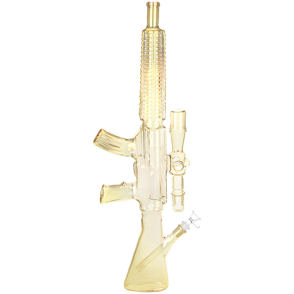 Machine Gun Glass Water Pipe - 23.75" / 14mm F / Colors Vary - Discreet Smoker