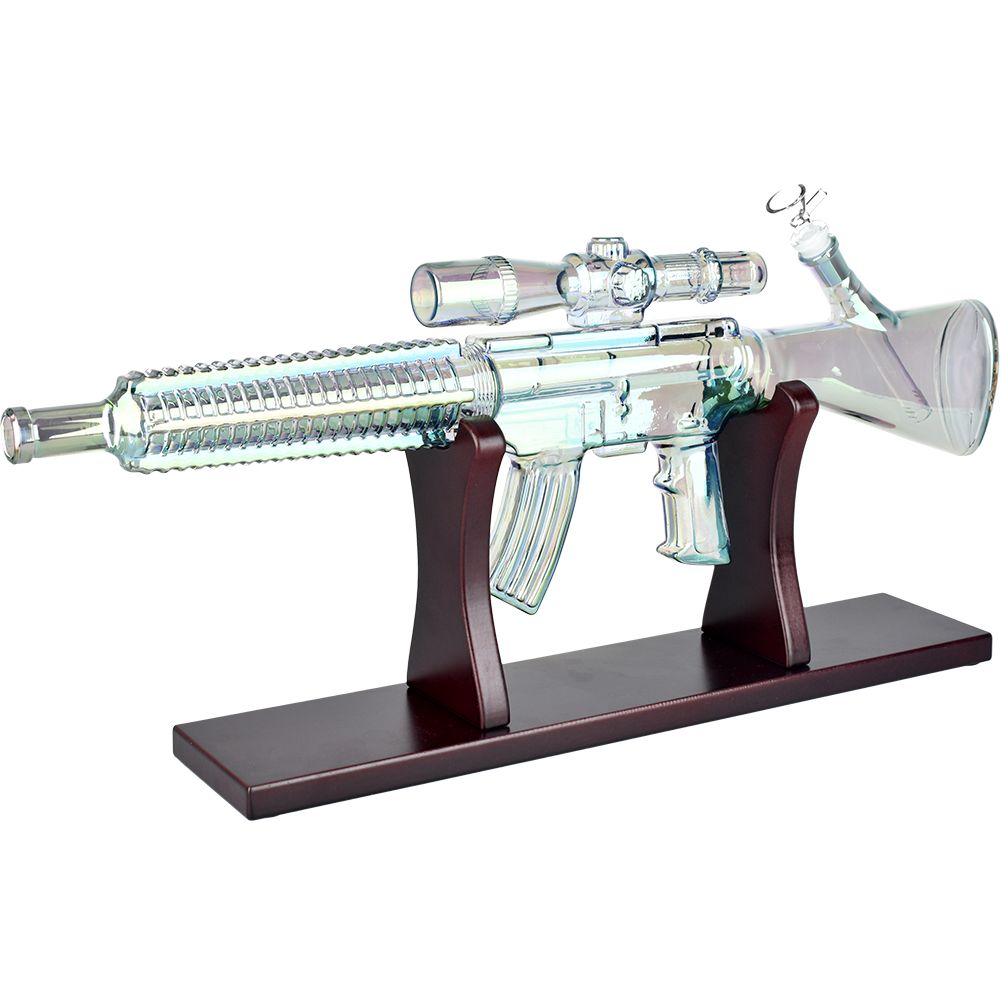 Machine Gun Glass Water Pipe - 23.75" / 14mm F / Colors Vary - Discreet Smoker