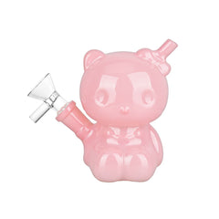 Hey There Kitty Glass Water Pipe - 4" / 14mm F / Colors Vary - Discreet Smoker