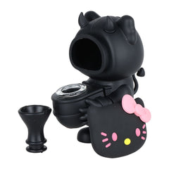 Hey Kitty Silicone Bubbler - 5.5" / Colors Vary - Discreet Smoker