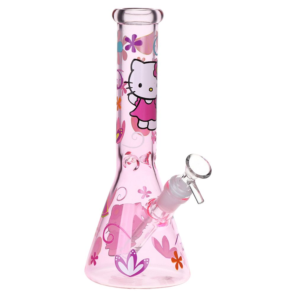 Greetings Feline Glass Beaker Water Pipe | 10" | 14mm F | Designs Vary - Discreet Smoker
