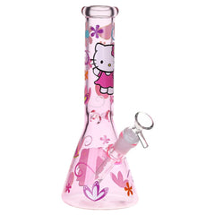 Greetings Feline Glass Beaker Water Pipe | 10" | 14mm F | Designs Vary - Discreet Smoker