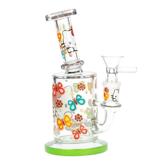 Salutations Kitty Glass Water Pipe | 6.25" | 14mm F - Discreet Smoker