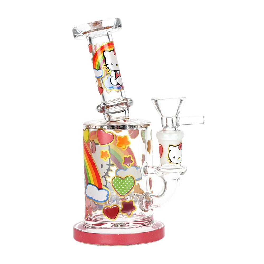 Salutations Kitty Glass Water Pipe | 6.25" | 14mm F - Discreet Smoker