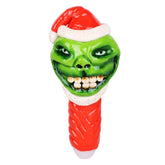 Grinch Enamel Resin Sculpted Glass Spoon Pipe - 6"