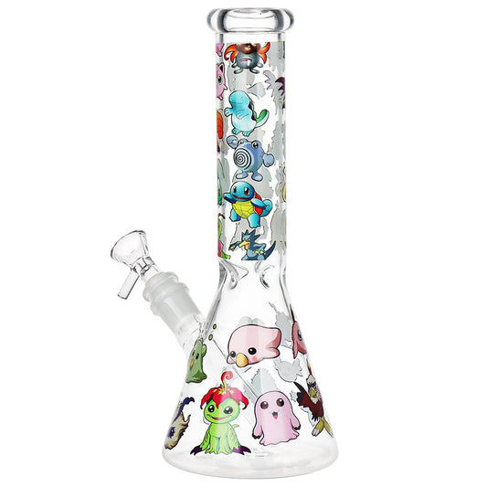 Pocket Monsters Beaker Glass Water Pipe - 10" / 14mm F - Discreet Smoker