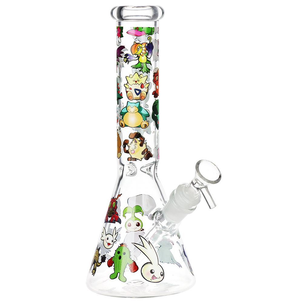 Pocket Monsters Beaker Glass Water Pipe - 10" / 14mm F - Discreet Smoker