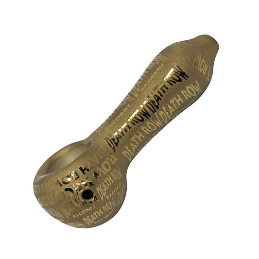 Death Row Records Metallic Etched Glass Spoon Pipe - 4" - Discreet Smoker