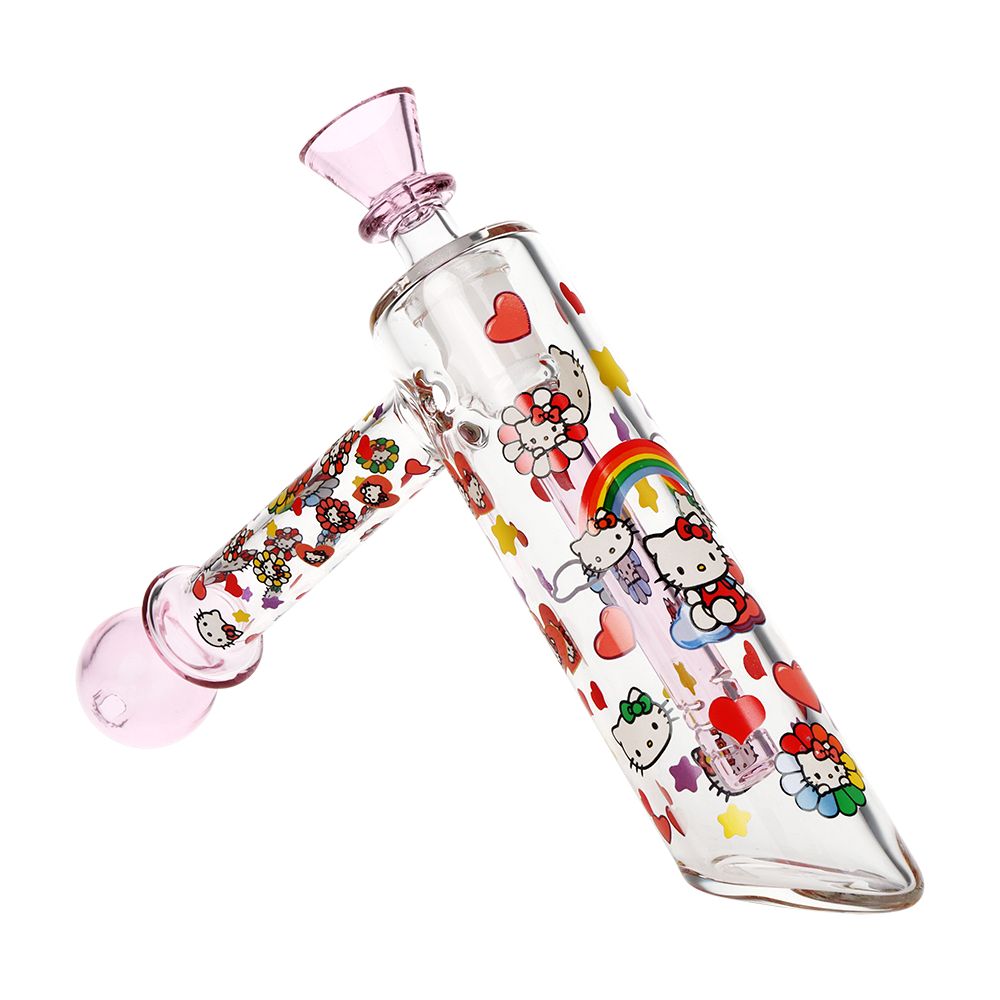 Happy Feels Kitty Glass Bubbler - 6" / 14mm F - Discreet Smoker