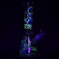 Japanese Animation Girl Version 2 Beaker Glass Water Pipe - 10" / 14mm F - Discreet Smoker