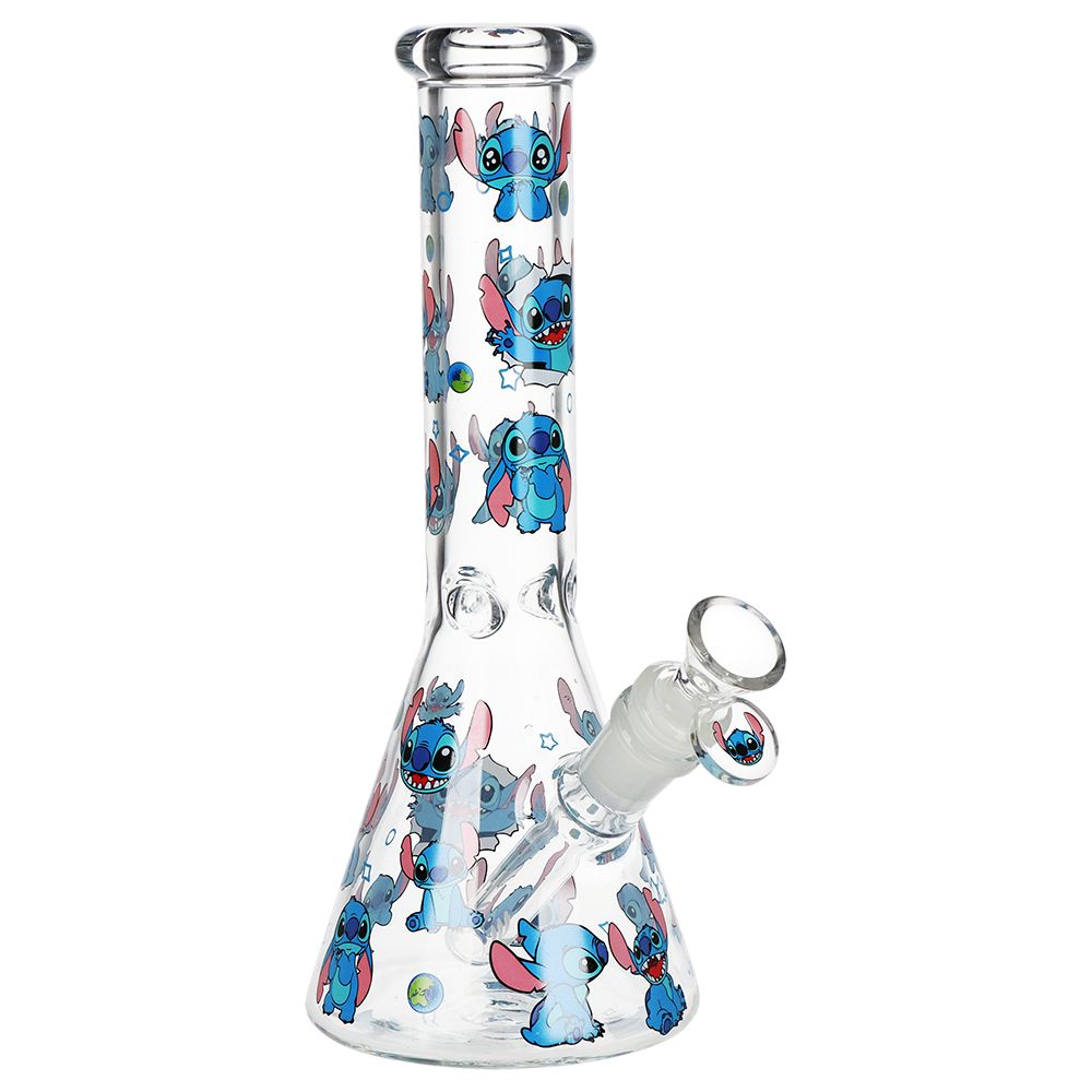 Little Blue Creature Beaker Glass Water Pipe - 10" / 14mm F - Discreet Smoker