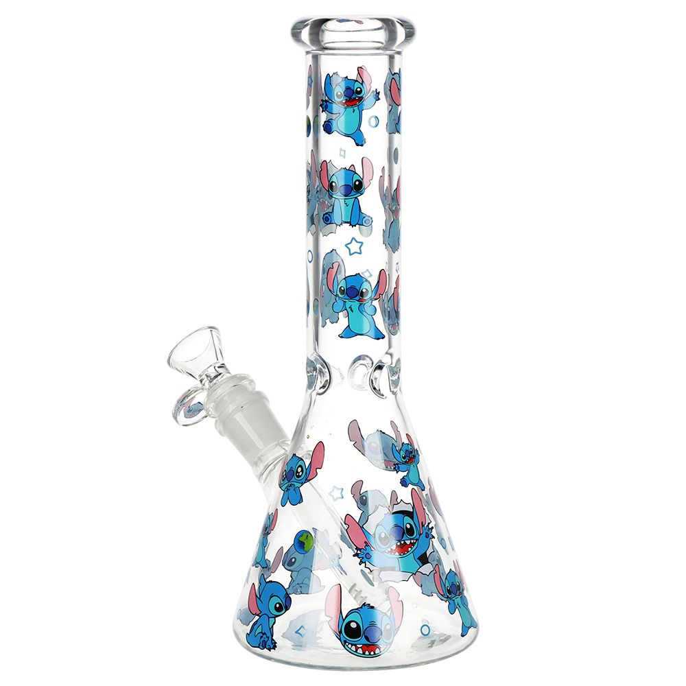 Little Blue Creature Beaker Glass Water Pipe - 10" / 14mm F - Discreet Smoker