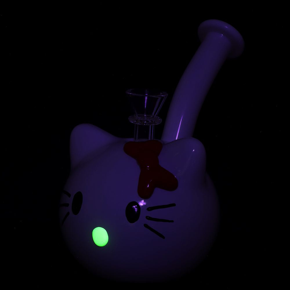What's Happenin' Kitty Glass Water Pipe - 7" / 14mm F - Discreet Smoker