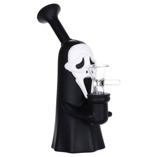 Scary Mask Silicone Water Pipe w Glass Bowl - 6.3" / 14mm F