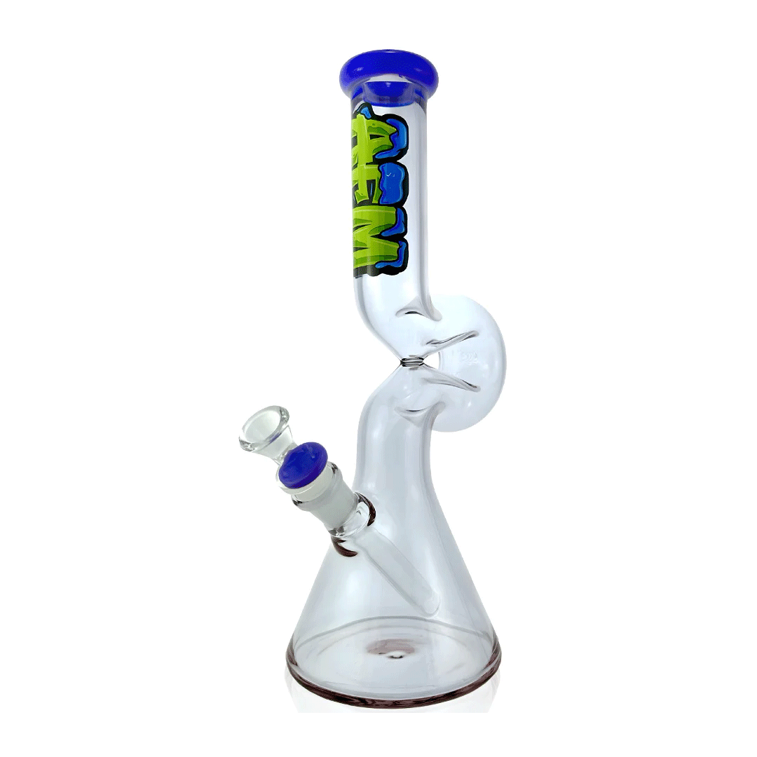 AFM Glass 12" Beaker Wave Full Color Glass Water Pipe - Discreet Smoker