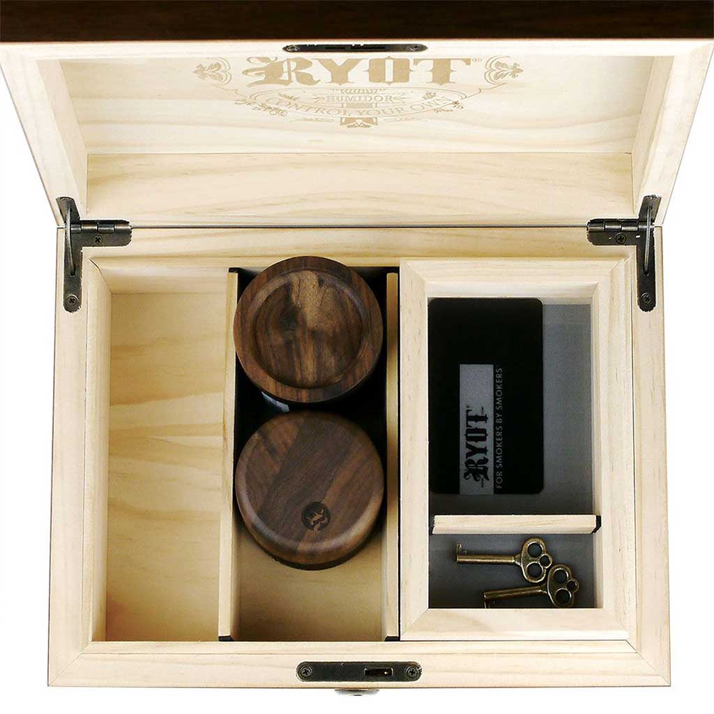 RYOT HUMIDOR WALNUT COMBO BOX (8X11) - Discreet Smoker