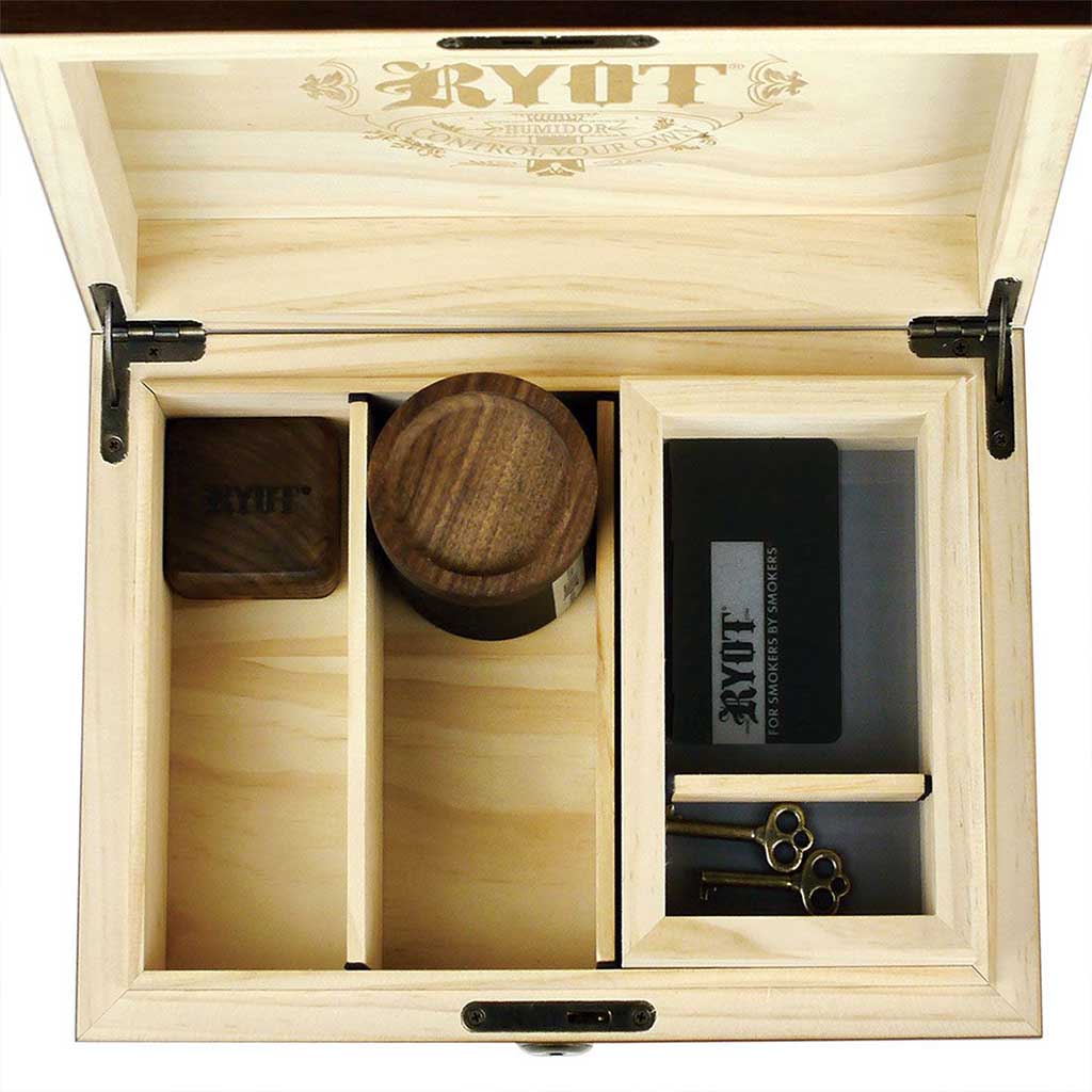 RYOT HUMIDOR WALNUT COMBO BOX (8X11) - Discreet Smoker