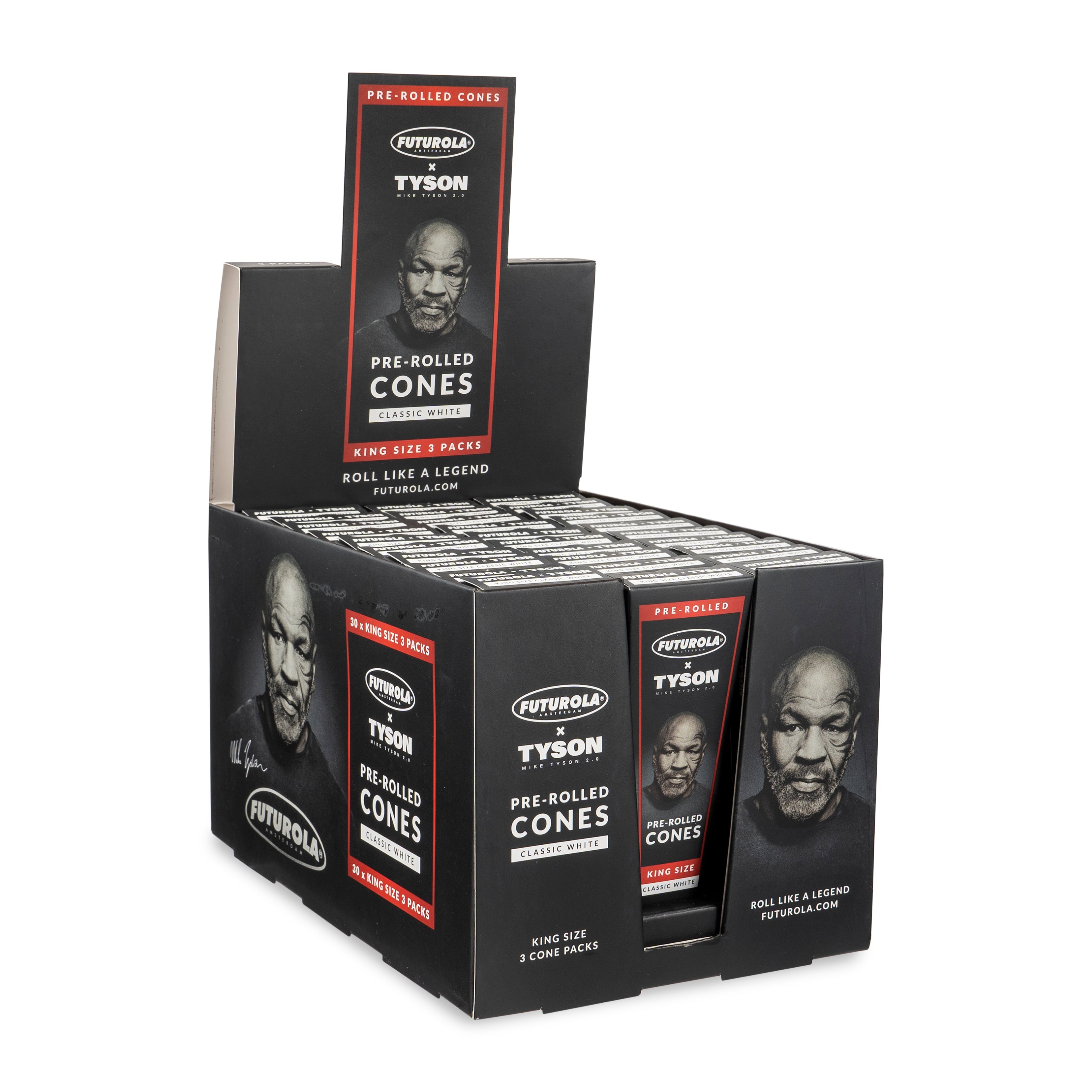 Futurola x Tyson 3pk King Size Cones – 30ct Display - Discreet Smoker