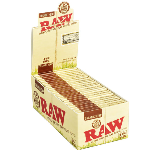 25PC DISPLAY - RAW Organic Hemp Rolling Papers - 1 1/2" - Discreet Smoker