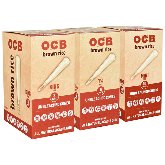OCB Brown Rice Unbleached Cones | 24pc Display - Discreet Smoker