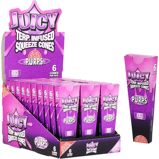 Juicy Terp Infused Squeeze Cones | Purps | 30pk Display - Discreet Smoker