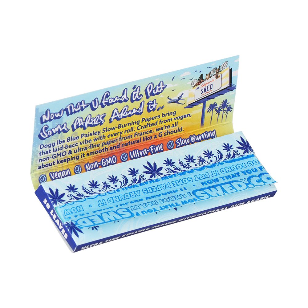 50CT DISPLAY - Dogg Lbs Blue Paisley Rolling Papers - 1 1/4" / 50pc - Discreet Smoker