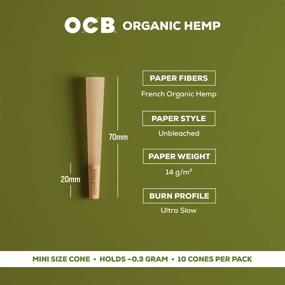 OCB Organic Hemp Pre-Rolled Cones | 24pk Display - Discreet Smoker