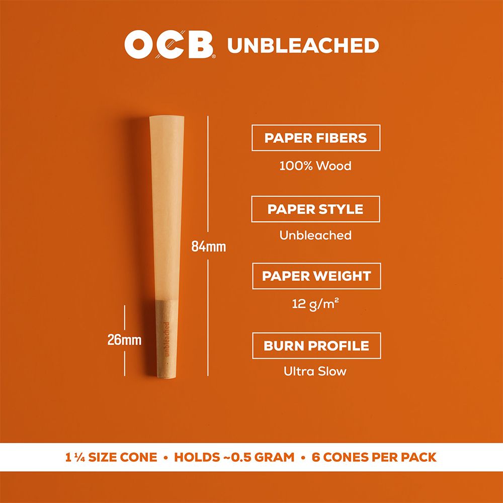 OCB Unbleached Pre-Rolled Cones | 24pk Display - Discreet Smoker