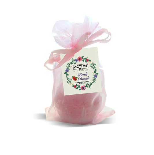 ACTIV8 CBD Bath Bomb: Raspeberry & Lilac - 100mg CBD - Discreet Smoker