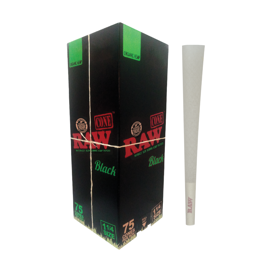 RAW Organic Hemp Black Cones - Discreet Smoker