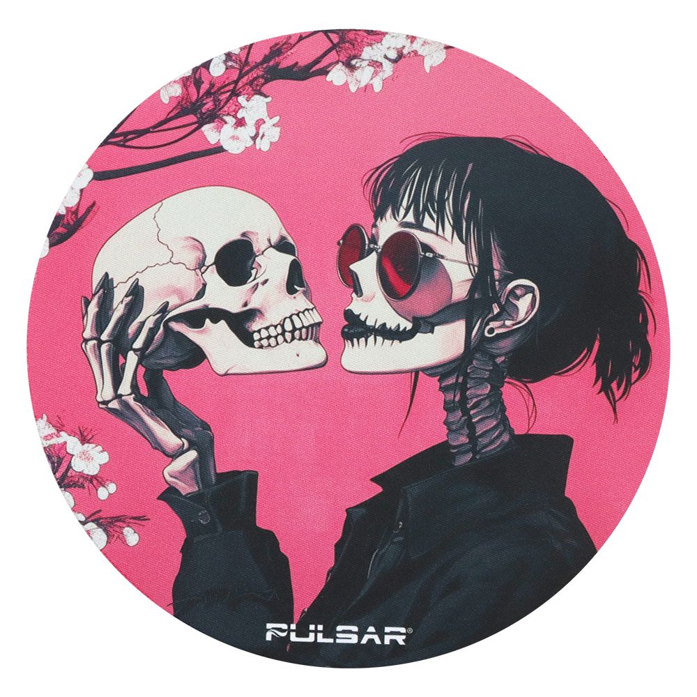 Pulsar DabPadz Fabric Top Dab Mat - Sakura Skulls / 8" - Discreet Smoker