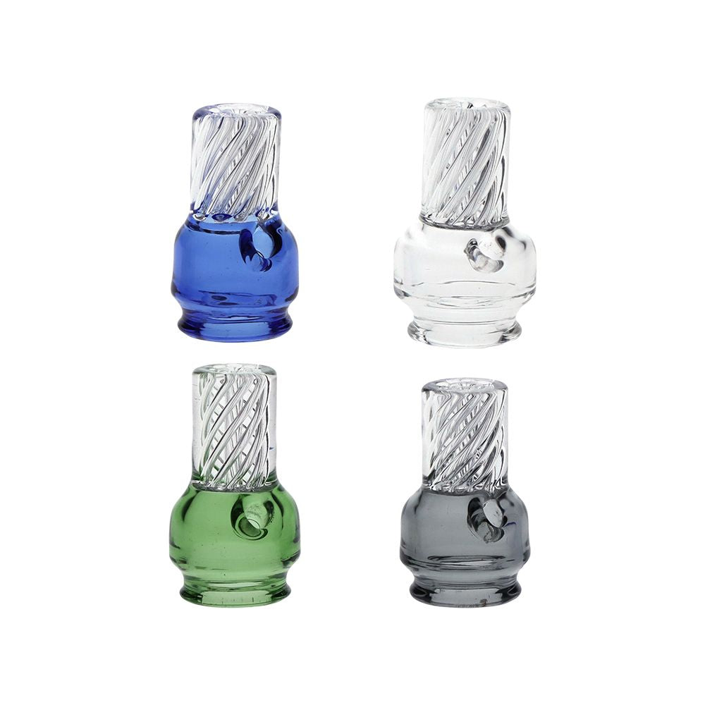 Pulsar Vortex Glass Mouthpiece Attachement for Puffco Pivot w/ Display Stand - Colors Vary - Discreet Smoker